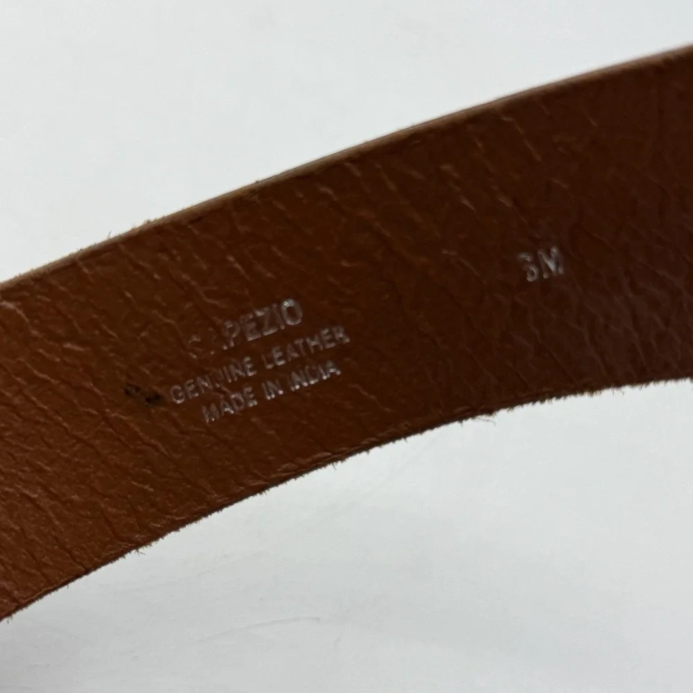 Vintage Capezio Brown Leather Belt Western Boho Floral Silver Buckle Measure 36